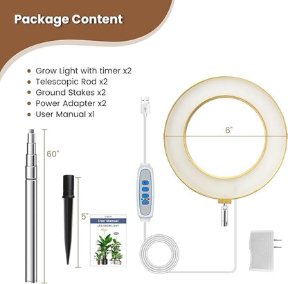 Grow Lights for Indoor Plants, Full Spectrum Plant Lights for Indoor Growing with 6/12/16H Timer, 3