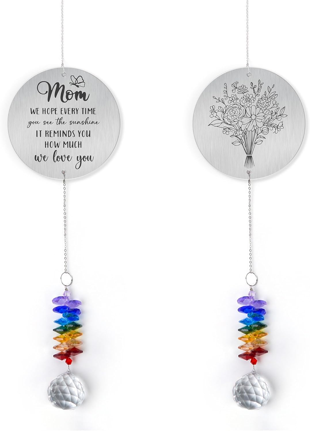 Gifts for Mom - Mom we Love You - Birthday Gift Crystal Suncatcher Rainbow Maker - Hanging Window