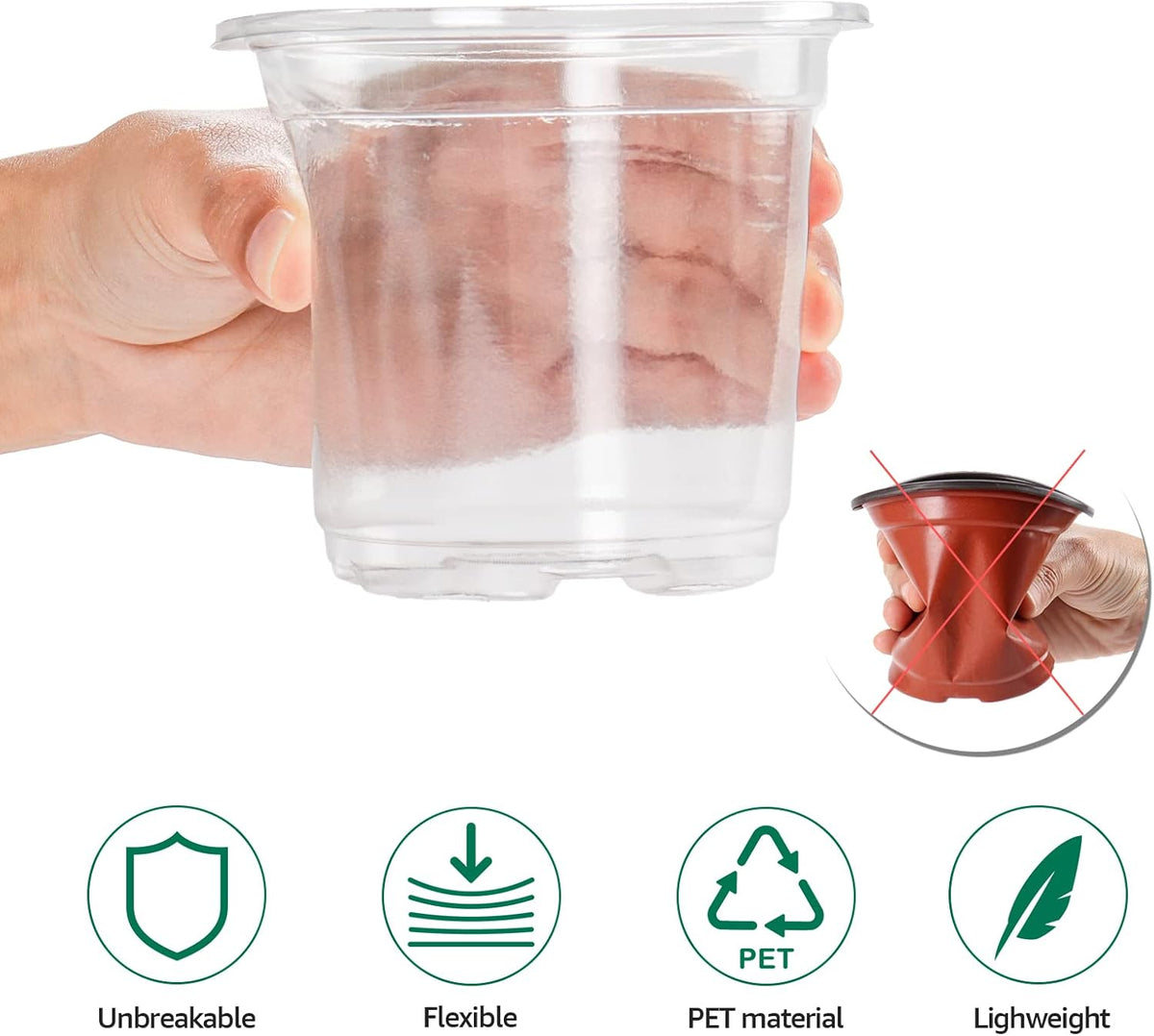 30 Packs 4 Inch Reinforced Clear Nursery Pots with Humidity Dome, Transparent Variety Pack Plastic