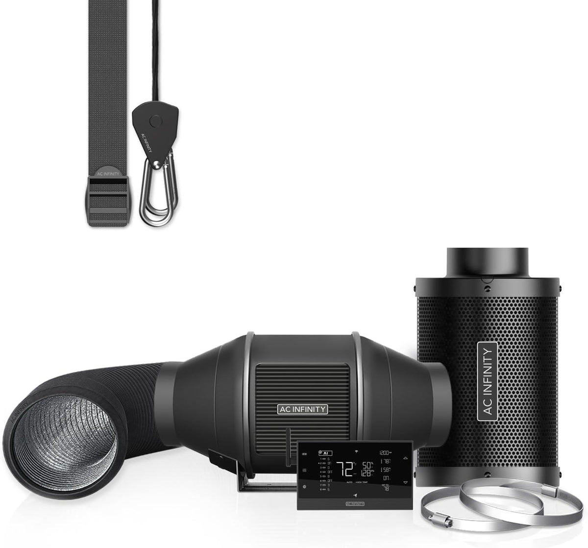 AC Infinity Air Filtration PRO Kit 4”, AI Controller with WiFi App Control & Auto Level Adjusting