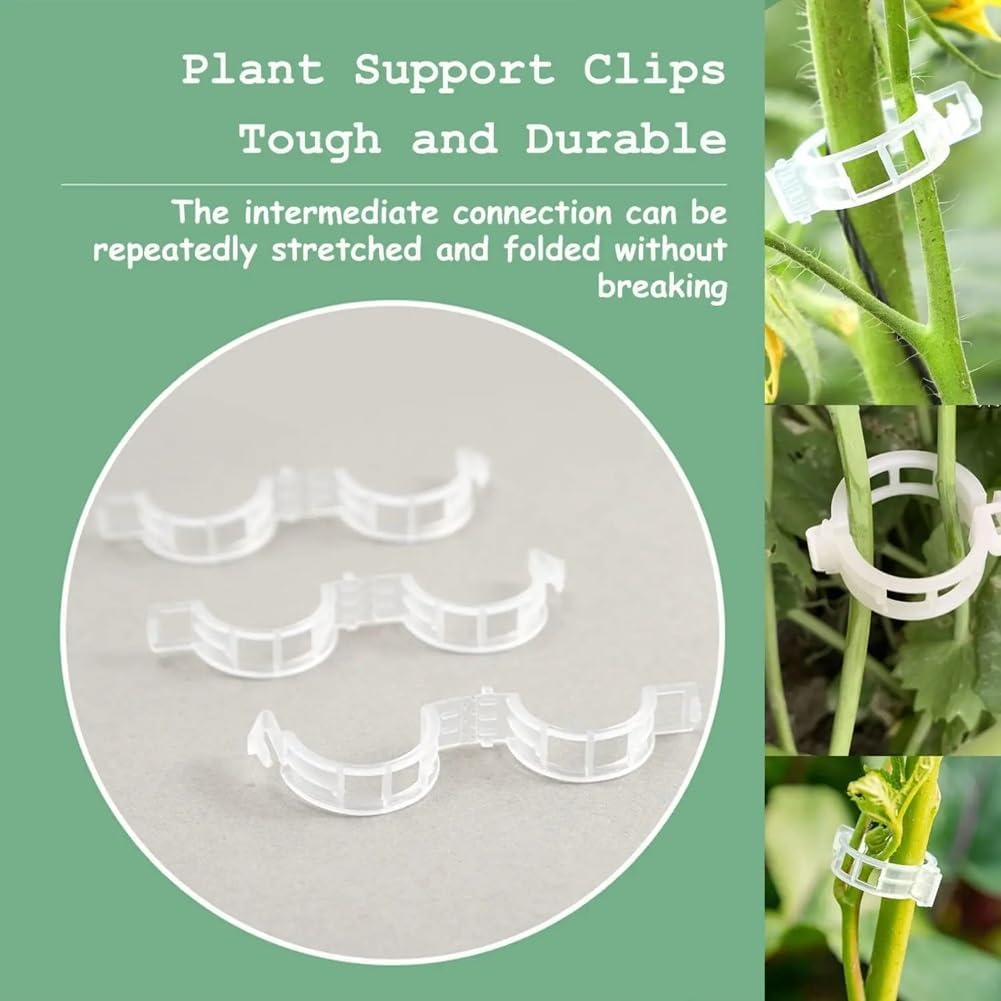 50PCS Plant Support Clips Reusable Tomato Clips Plastic Trellis Clips Garden Clips Secured Plastic