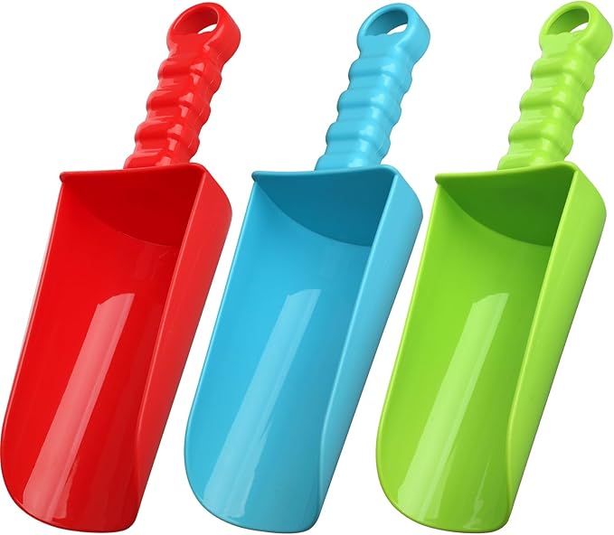3 PCS Thick 9" Beach Shovel Spade Scoop Trowel Sand Toys for Kid Toddler Adult, Plastic Heavy Duty