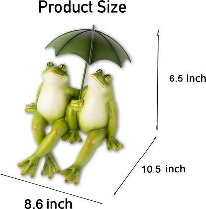 Couple Frogs Outdoor Statue - Frogs Decor Resin Happy Couple Hold an Umbrella Garden Statue Frog