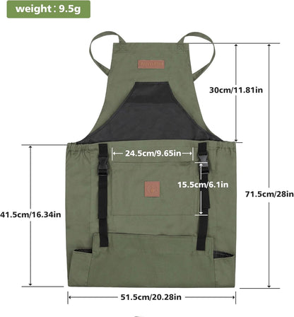 Berry&Bird Harvest Apron, Canvas Gardening Apron with Pockets and Harvesting Pouch Waterproof