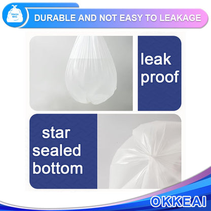 OKKEAI 3 Gallon Small Trash Bags 120 Counts White Garbage Bags Small Bathroom Trash Can Bags 10L