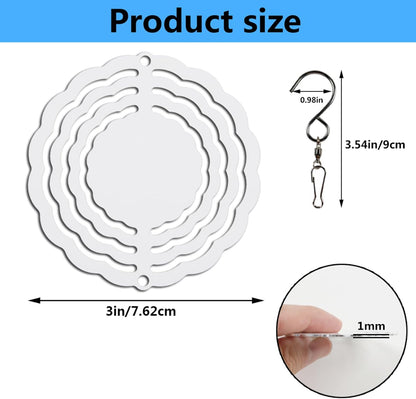 10 pcs Sublimation Wind Spinner Blanks 3 Inch Round 3D Aluminum Sublimation Blanks Wind Spinners