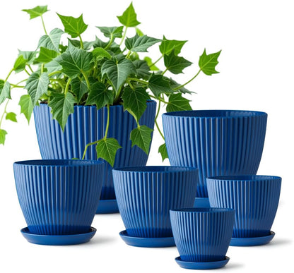 7.5/6.5/5.5/4.9/4.2/3.5 Inch Plant Pots with Saucers & Drain Holes - Indoor/Outdoor Flower Pots for