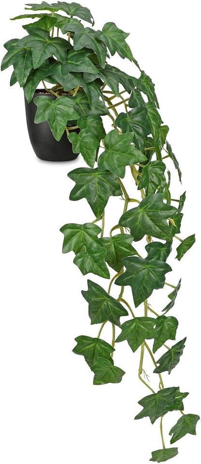 Fake Pothos Ivy Plant with Pot Artificial Green Leaves for Home Shelf Decor Indoor Silk Artificial