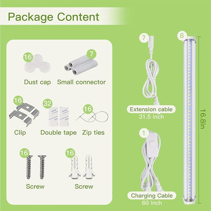 GYTF T5 Grow Lights, 408 LED-Bulb White Full Spectrum High PPFD Plant Light Strips for Indoor
