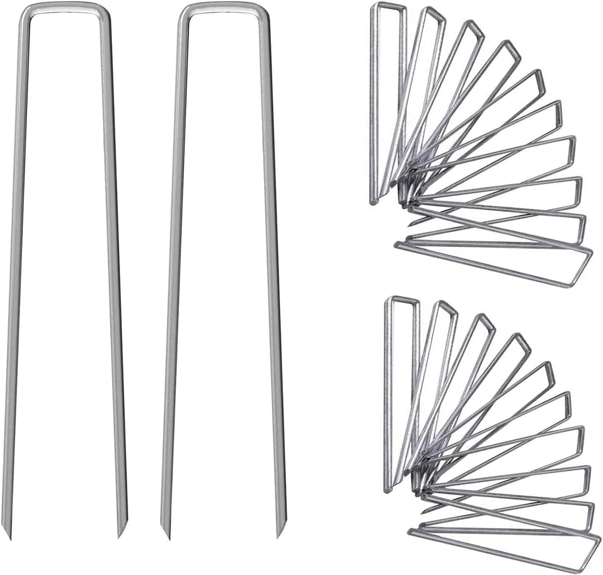 12 Inch Galvanized Garden Landscape Staples Stakes, 25 50 100 PCS Anti-Rust Garden Staples U-Shaped