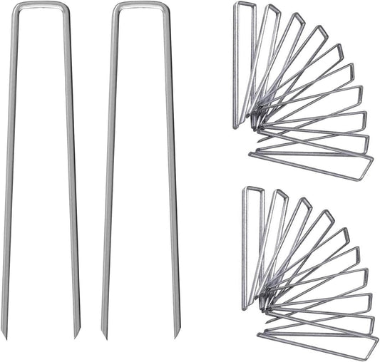 6 Inch Galvanized Garden Landscape Staples Stakes 25 50 100 PCS Anti-Rust Garden Staples U-Shaped