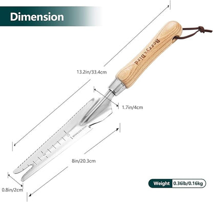Berry&Bird Garden Hand Weeding Trowel, Stainless Steel Weeder Tool for Gardening with Wooden