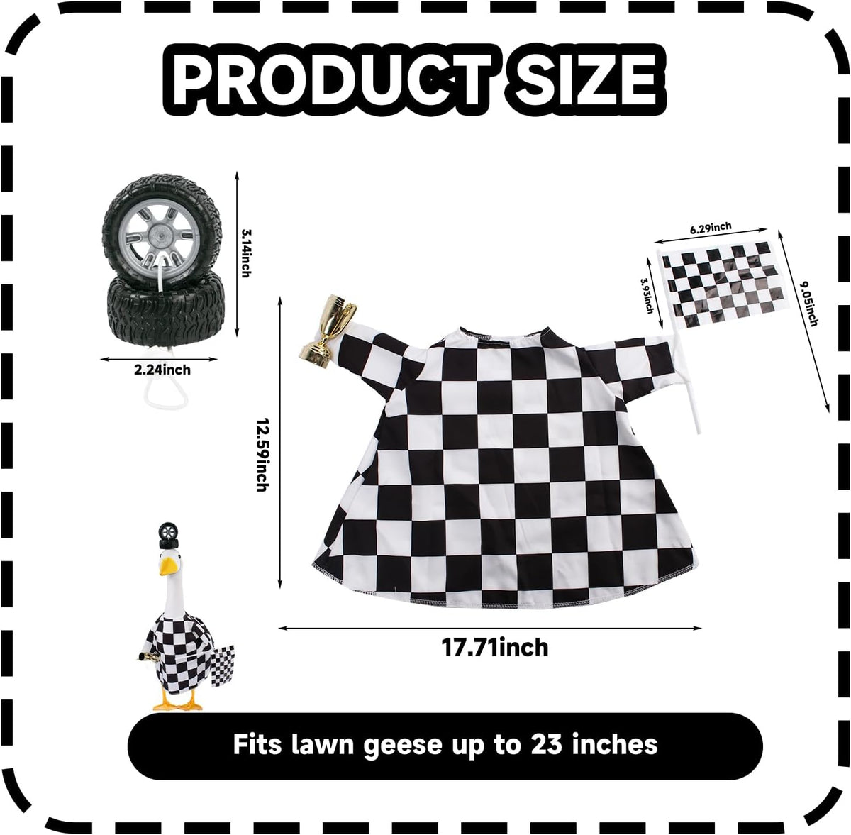 Porch Goose Outfits Cement Goose Race Car Driver Costume Clothing Racer Jumpsuit Clothes Goose