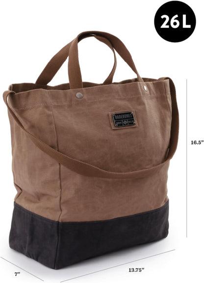 Barebones Neelum Large Waxed Canvas Tote Bags - Heavy Duty Canvas Bag and Reusable Grocery Bag