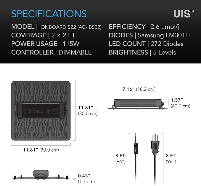AC Infinity IONBOARD S22, LED Grow Light Board with Samsung LM301H Diodes, Deeper Penetration Full