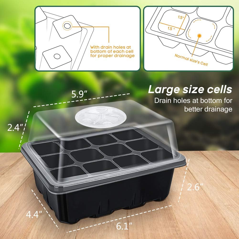 Bonviee 5-Pack Seed Starter Tray Seedling Kits,Plant Starter Kit with Adjustable Humidity Dome and