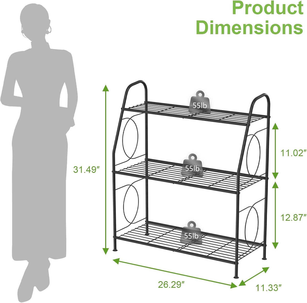 Plant Stand, 3 Tier Plant Shelf for Indoor Outdoor, Heavy Duty Metal Outdoor Plant Stand Holder