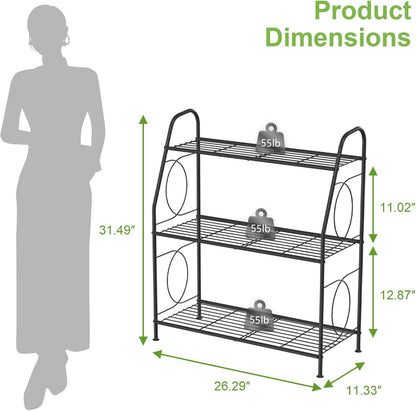 Plant Stand, 3 Tier Plant Shelf for Indoor Outdoor, Heavy Duty Metal Outdoor Plant Stand Holder