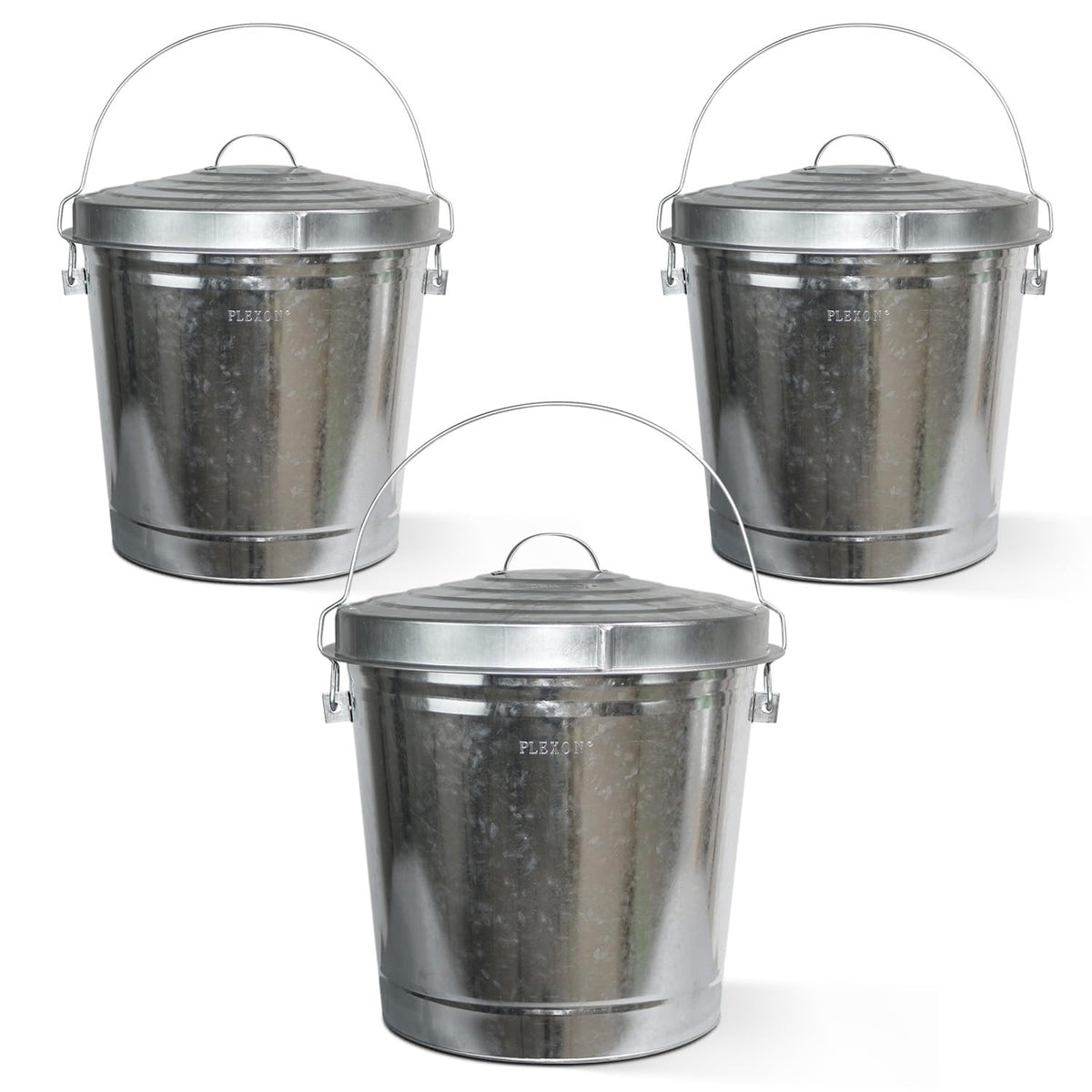 Plexon 10 Gallon Trash Can with Locking Lid Galvanized Metal Bucket for Poultry Feed Bird Seed