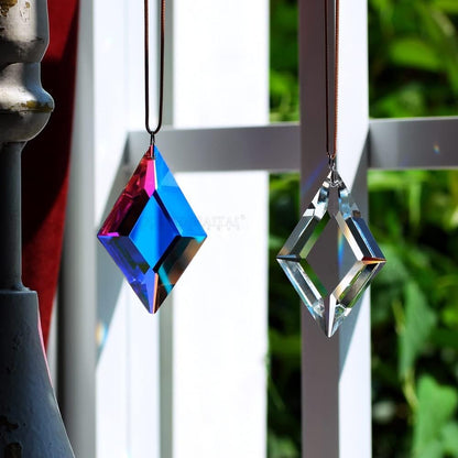 2PCS Simple Geometry Crystal Sun Catcher Prisms, STINO Hanging Suncatchers with Glass Prism