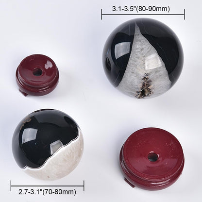 JIC Gem 2.7-3.1 inch(70-80mm) Large Black Onyx Agate Crystal Ball Round Healing Crystals Decorative