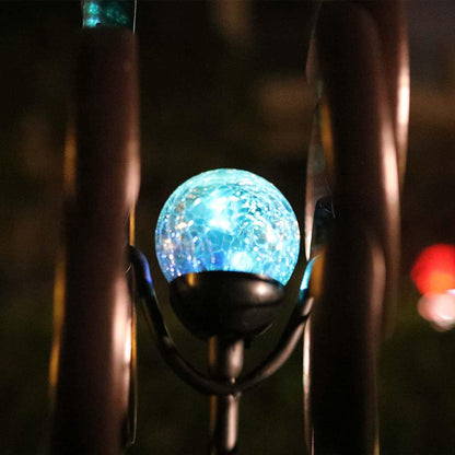 Solar Powered Glass Ball+Accessories - for Solar Wind Spinner Replacement Solar Light Parts (Blue)