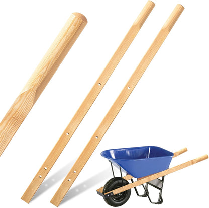 Gisafai 1 Pair Wood Wheelbarrow Handles 60'' Heavy Duty Hardwood Wheelbarrow Replacement Handles