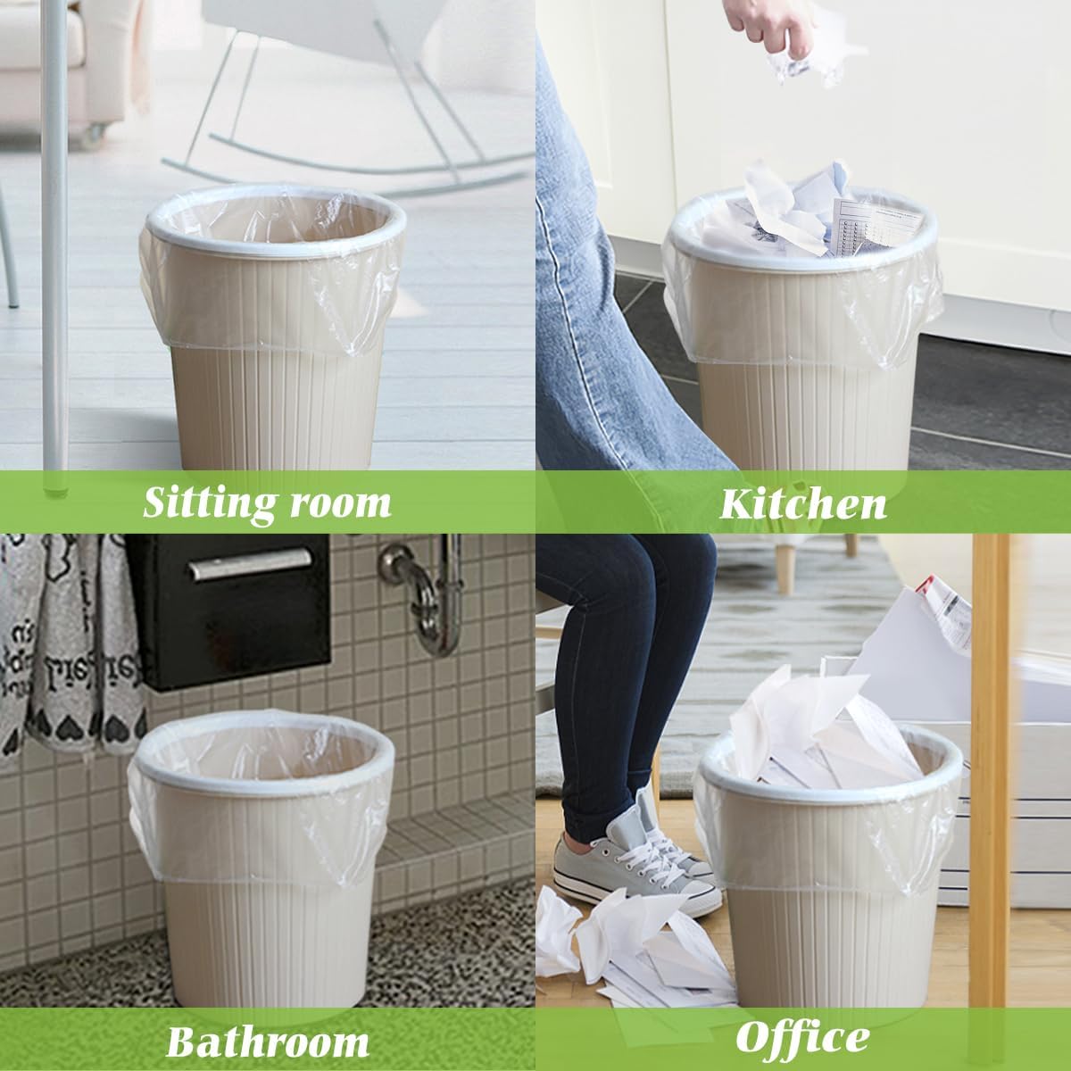1.2 Gallon 220 Counts Strong Trash Bags Garbage Bags, Bathroom Trash Can Bin Liners, Small Plastic