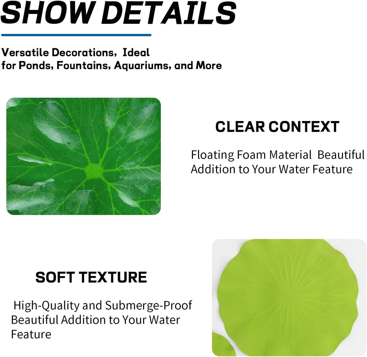 BRBASAP 6Pcs Realistic Floating Lily Pads for Ponds Artificial Foam Lotus Leaves for Pond Decor