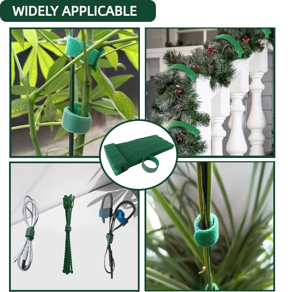 CHZKVOY 100Pcs 6-Inch Green Reusable Adjustable Plant Ties & Garden Tape
