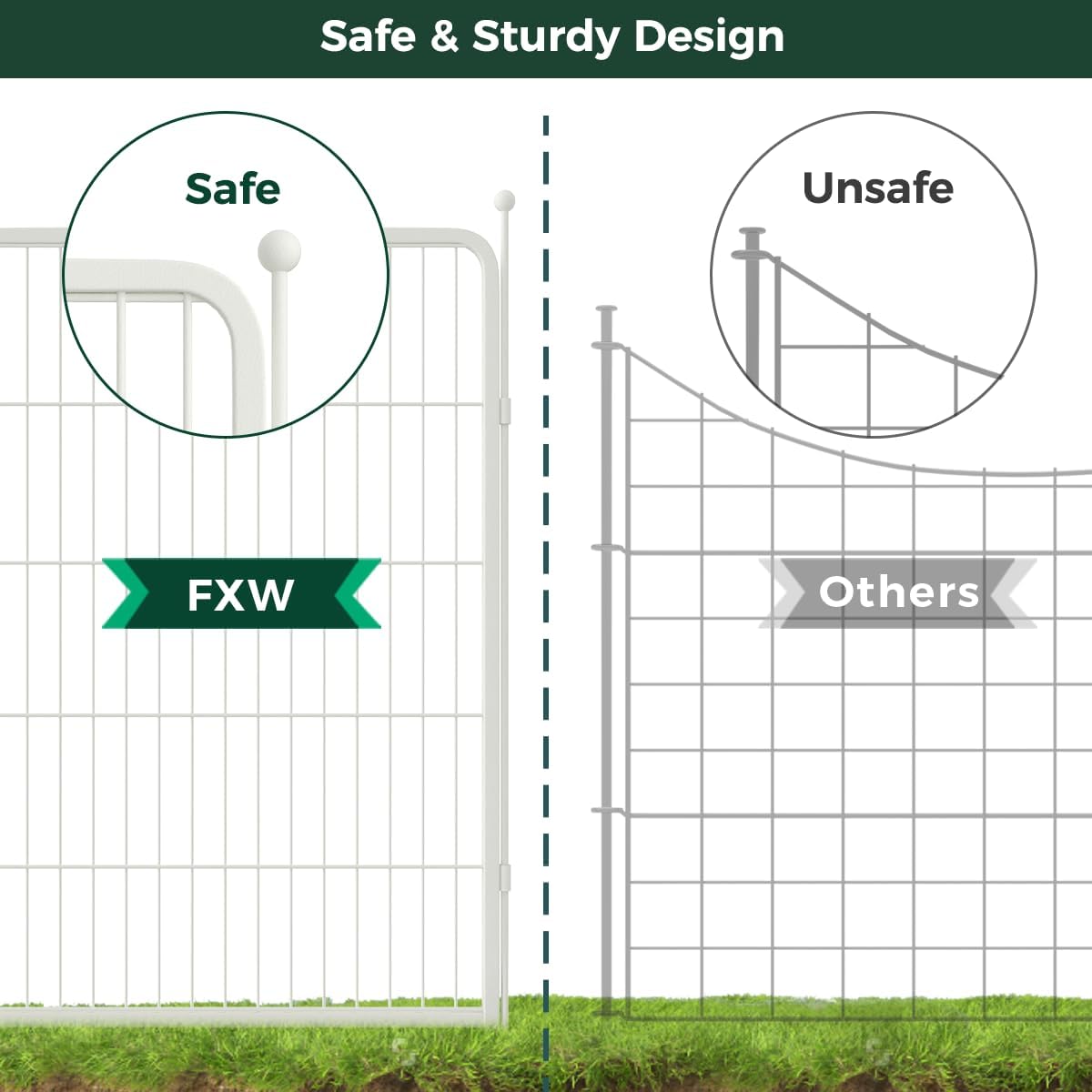 FXW Garden Fence Outdoor for The Yard – 40in(H) x 36.4ft(L) Heavy Duty Metal Animal Barrier for Dog