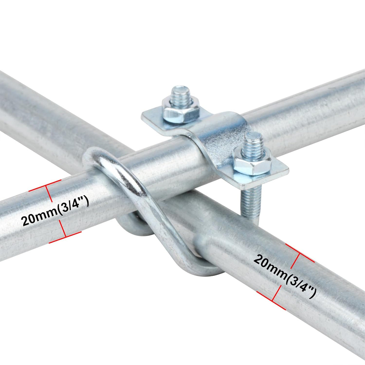 20 PCS Cross Connector Pipe Clips for 1/2" EMT Electrical Pipe(O.D. : 0.706"), Cross Conduit Clamp