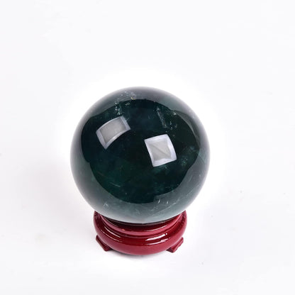 JIC Gem Natural Green Fluorite Quartz Crystal Ball Sphere Healing Crystal Sphere Decorative Ball