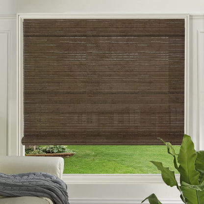 LETAU Cordless Wood Window Roller Shades, Bamboo Light Filtering Window Blinds for Indoor Home