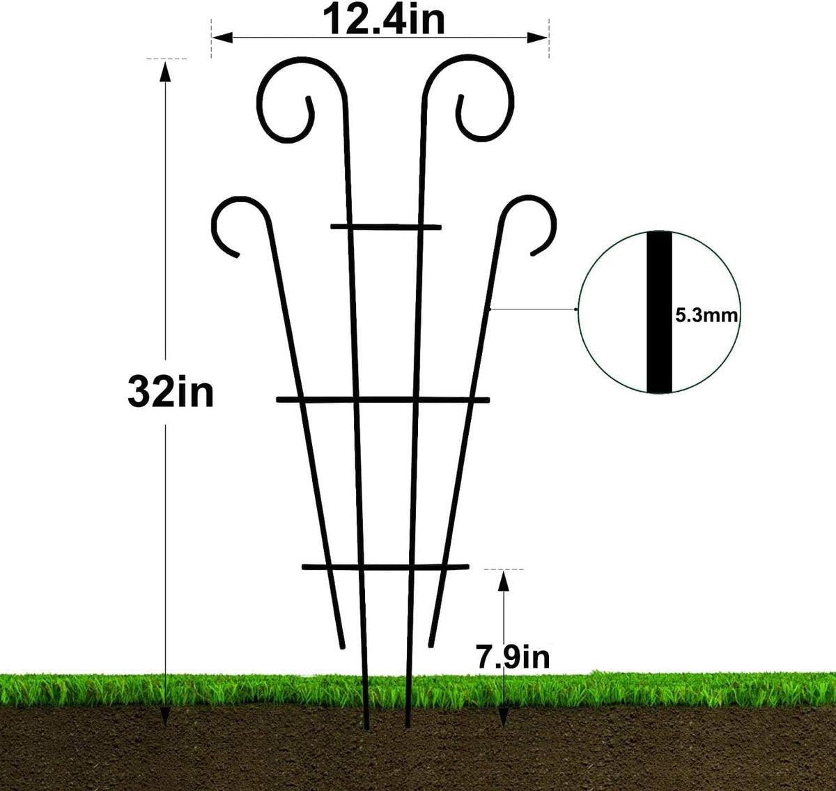 4 Pack 32'' Trellis for Potted Plants, Metal Garden Trellis for Climbing Plants Outdoor, Indoor