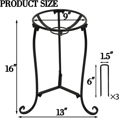 16" Tall Gazing Ball Stand for 10-12 inch Balls, Black Metal Gazing Globe Display Holder Stands for