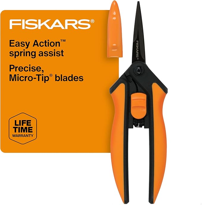 Fiskars Micro-Tip Rose Pruning Shears, 6" Garden Shears Non-Stick Coated Stainless Steel Blade
