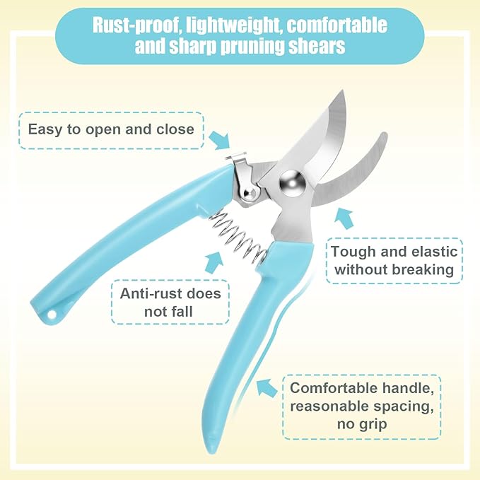 Amylove 24 Pcs Garden Flower Shears Pruning Scissors Heavy Duty Plant Scissors Garden Clippers Hand