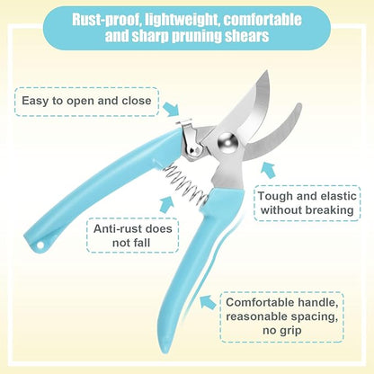 Amylove 24 Pcs Garden Flower Shears Pruning Scissors Heavy Duty Plant Scissors Garden Clippers Hand
