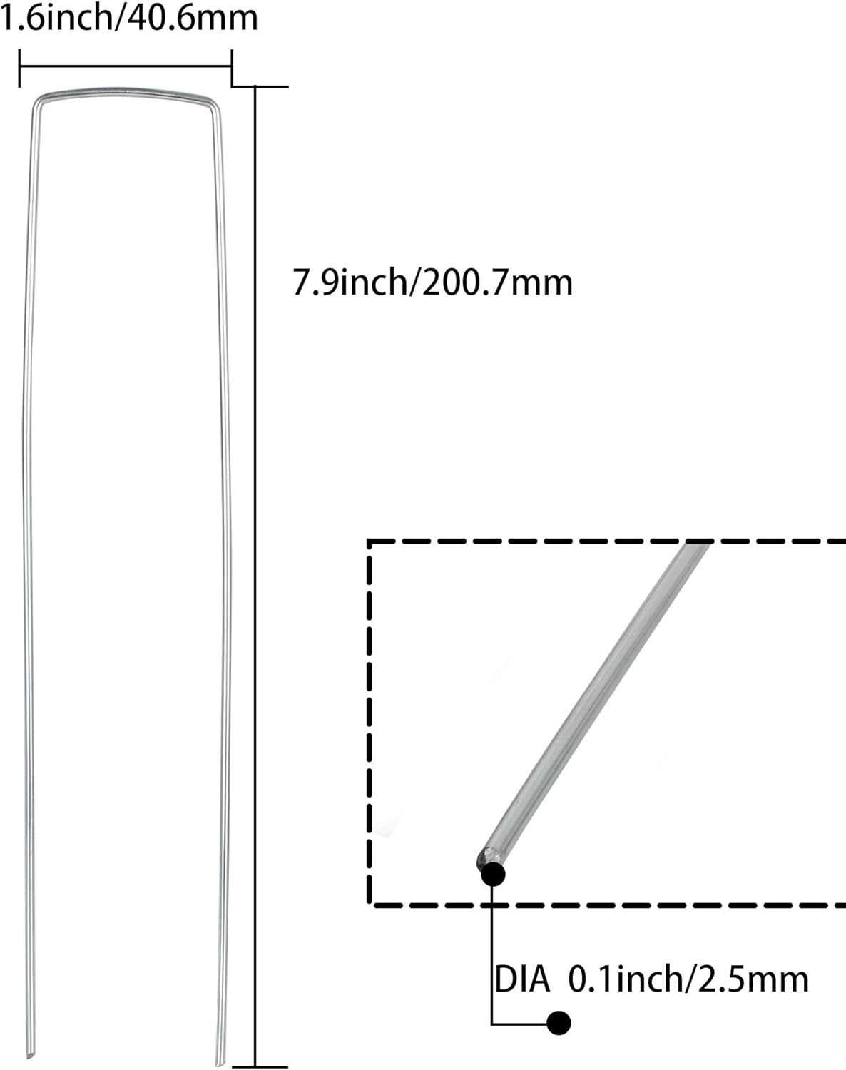 LANIAKEA Garden Stakes 8 Inch Metal Garden Staples 200 Pack Galvanized Landscape Pins Heavy Duty