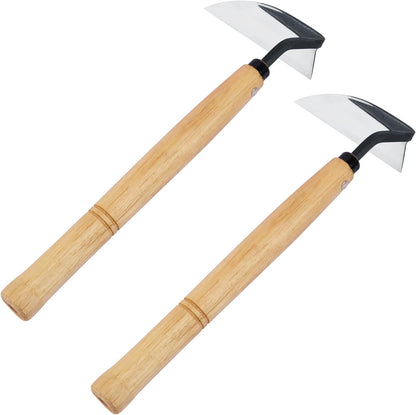 2 Pack Japanese Hand Weeding Sickle Garden Tools with Premium Composite Steel Curved Blade