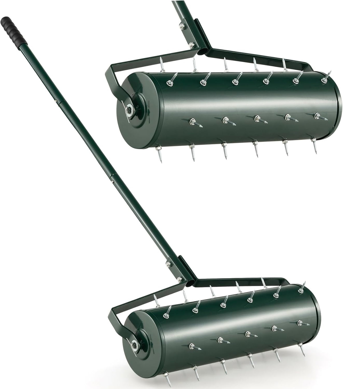 IRONMAX Rolling Lawn Aerator, Sand/Stone Filled Manual Dethatching Soil Aerating Push Tool with
