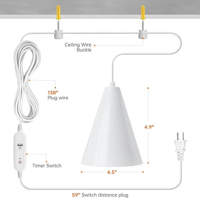 Bstrip Hanging Grow Light, 25W Full Spectrum Plant Lights for Indoor Plants, 16.4FT Power Cord