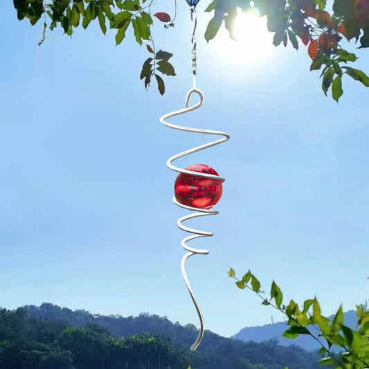Gazing Ball Spiral Tail Wind Spinner Stabilizer, Garden Decorations Stainless Steel Metal with Hook