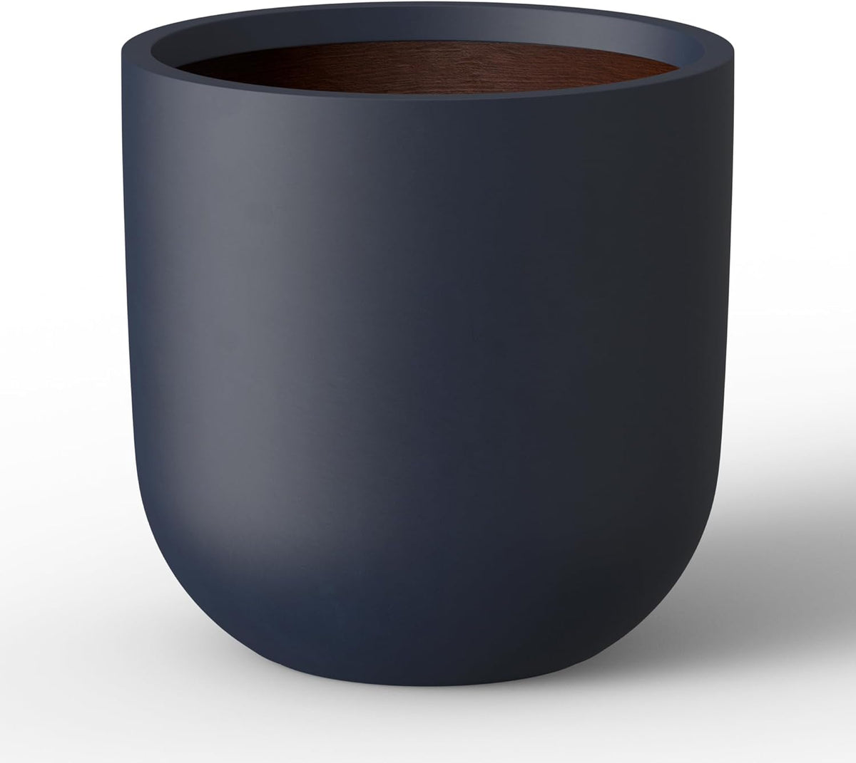 Kante 11.0" Round Concrete Planter, Large Cylinder Plant Pot with Curved Bottom and Drainage Hole