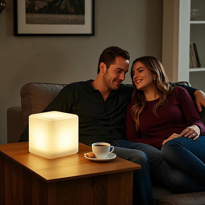 Mr.Go Rechargeable LED Color-Changing Light Cube 8", Dimmable Soothing Mood Lamp with Remote, 16