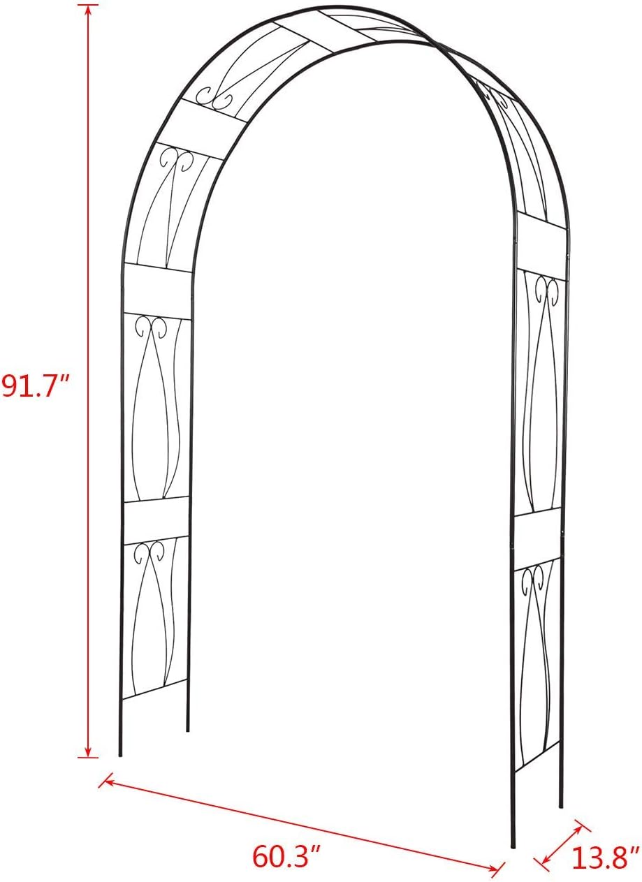 Metal Garden Arbor - 7'7"H x 3'11"W Outdoor Steel Arch Pergola Arbor for Climbing Plants Wedding
