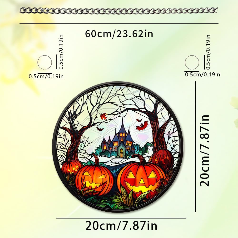 Halloween Sun Catcher - 8 Inch Round Suncatcher for Window Hanging Decoration - Creates Indoor