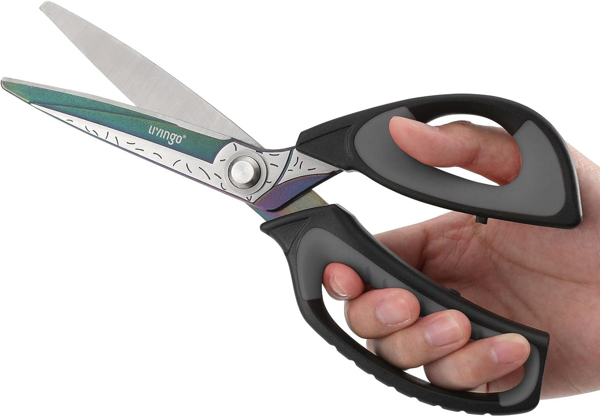 LIVINGO Heavy Duty Industrial Scissors: 10" Utility Stainless Steel Sharp Scissors all Purpose