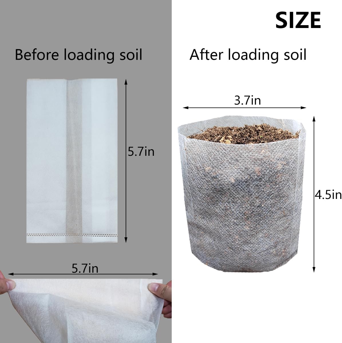 Belit Nursery Growing Bags, 200 Pcs Fabric Seedling Pots Non-Woven Pouch for Gardening Seed Plant
